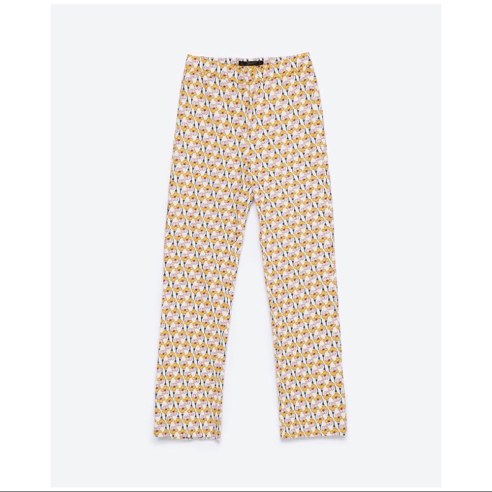 NWT ZARA TRAFALUC FLOWER PRINTED TROUSERS SZ M.